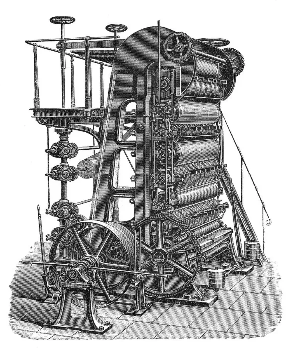 Framed Print : Historical illustration, papermaking machines