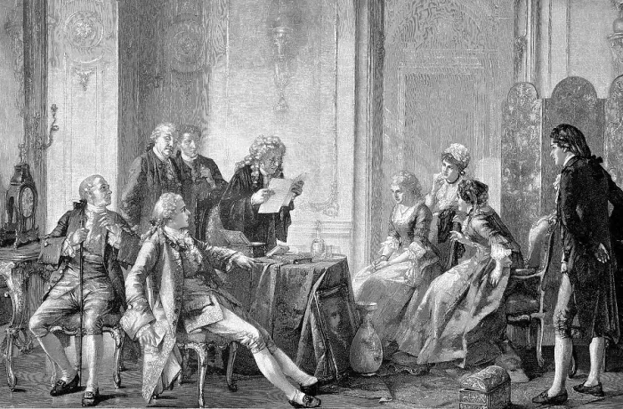 Framed Print : Historical illustration of the reading of a will at a notary's office in 1880