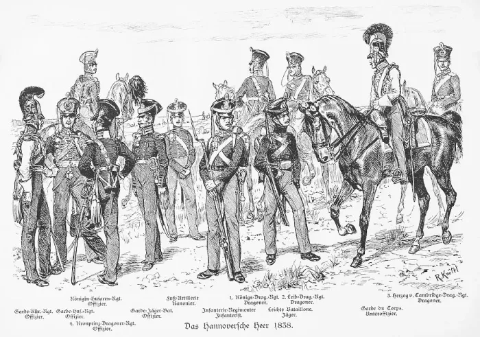 Framed Print : Historical illustration of uniforms around 1838 Framed Print : Historical illustration of uniforms around 1838