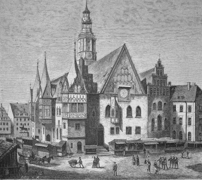 Framed Print : Historical illustration, Wroclaw townhall