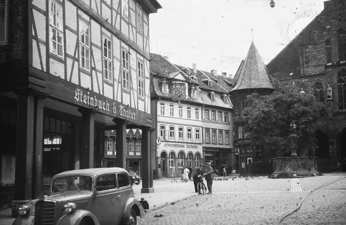 Framed Print : Historical image of 1930s, Town Square