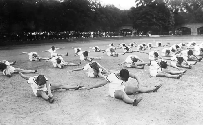 Framed Print : Historical image, women doing gymnastics, ca. 1940