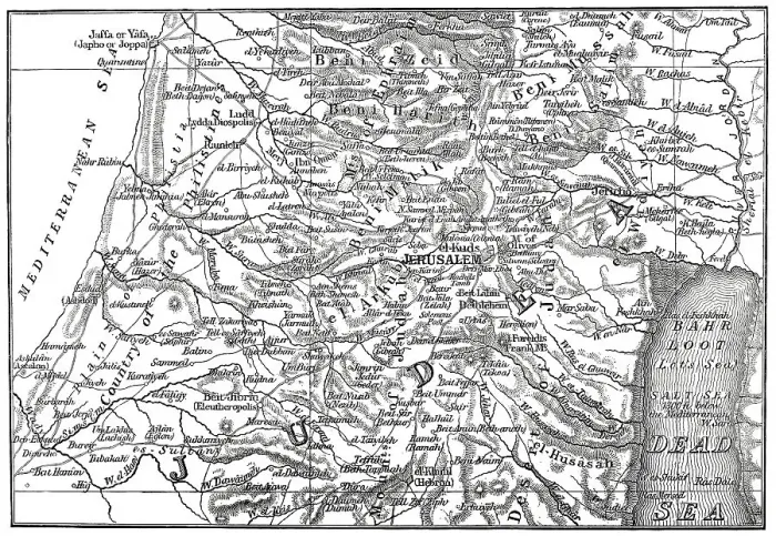 Framed Print : Historical map from 1859, Judea