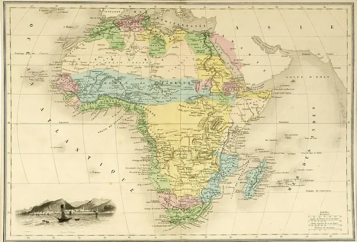 Framed Print : Historical map around 1860, , Africa Framed Print : Historical map around 1860, , Africa