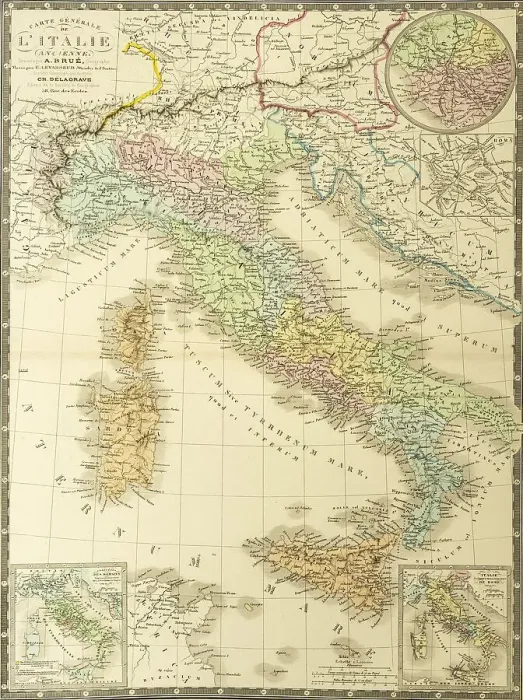 Framed Print : Historical map around 1874, Italy, Europe Framed Print : Historical map around 1874, Italy, Europe