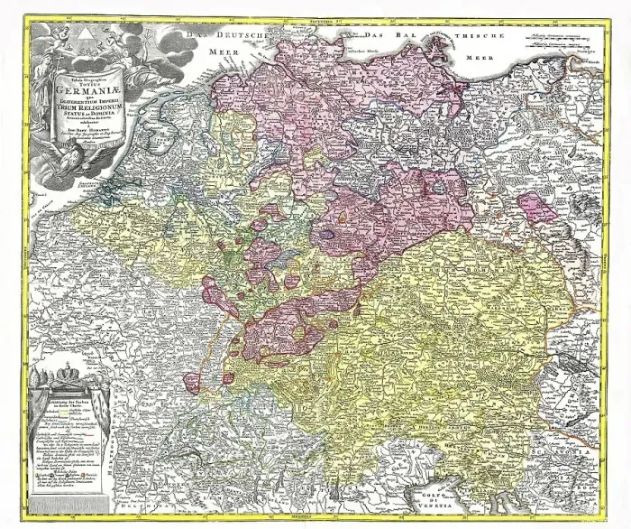 Framed Print : Historical map of Germany from 18th Century