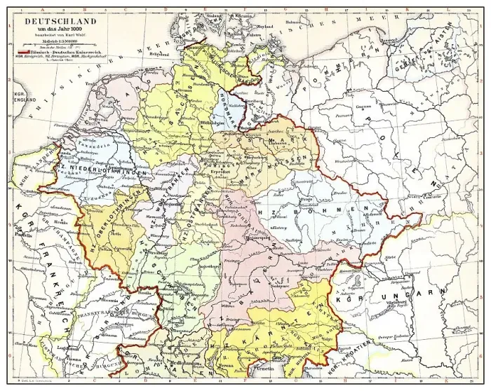Framed Print : Historical map of Germany and Europe