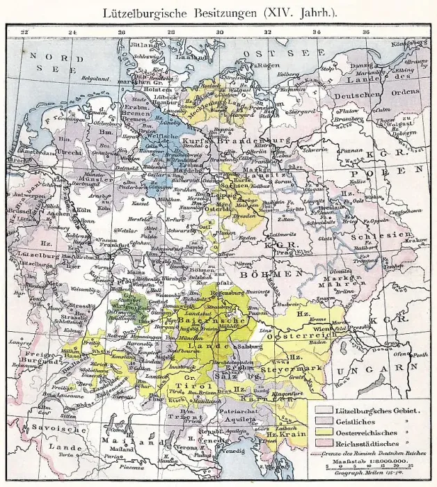 Framed Print : Historical map of the Holy Roman Empire under Charles IV