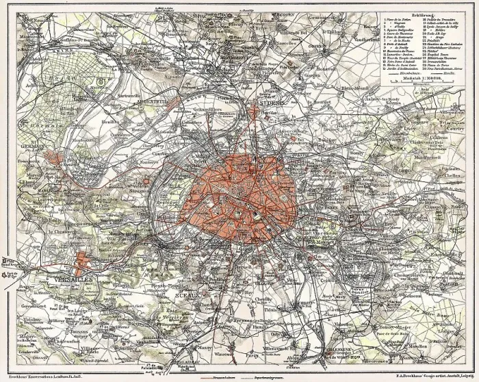 Framed Print : Historical map of Paris, France