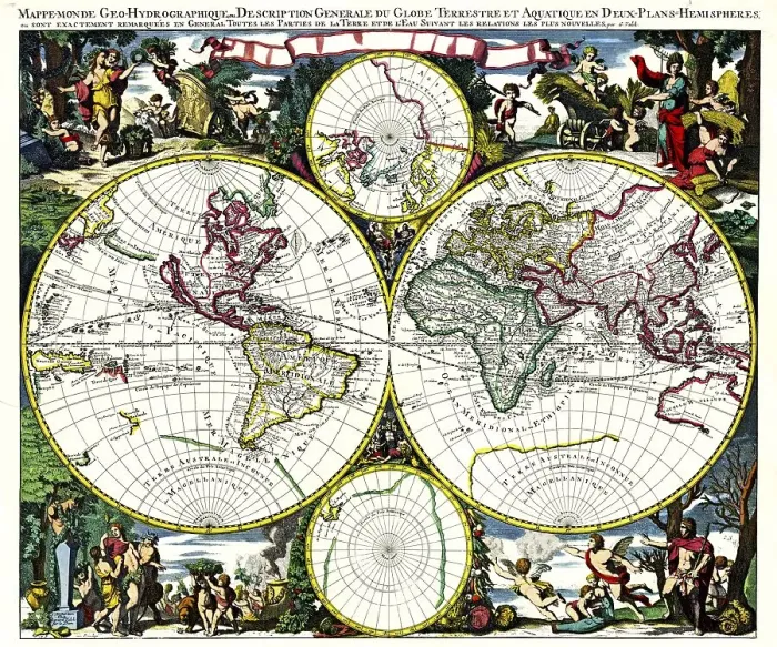 Framed Print : Historical map of the world by Gerald Valck Framed Print : Historical map of the world by Gerald Valck