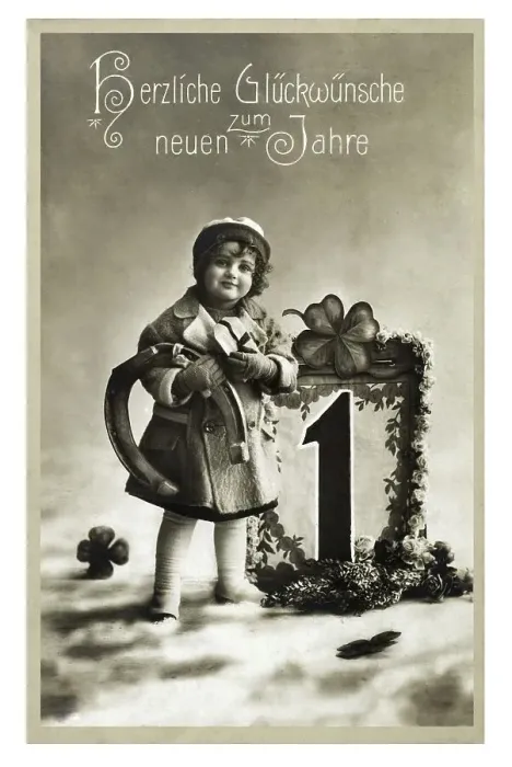 Framed Print : Historical New Year greetings card