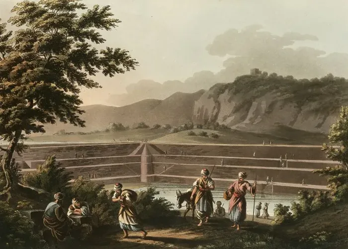 Framed Print : Historical Palestine, Reservoir of the sealed well near Bethlehem