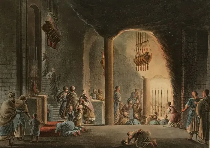 Framed Print : Historical Palestine, Underground church in Bethlehem
