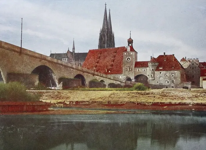 Framed Print : Historical photo around 1880 of Regensburg