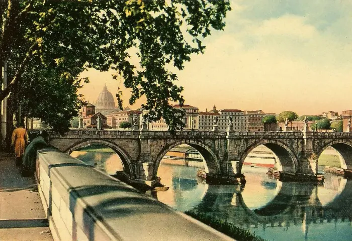 Framed Print : Historical photo around 1930, Ponte Sant'Angelo Framed Print : Historical photo around 1930, Ponte Sant'Angelo