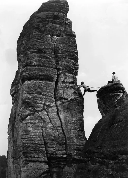 Framed Print : Historical photo, mountain climber