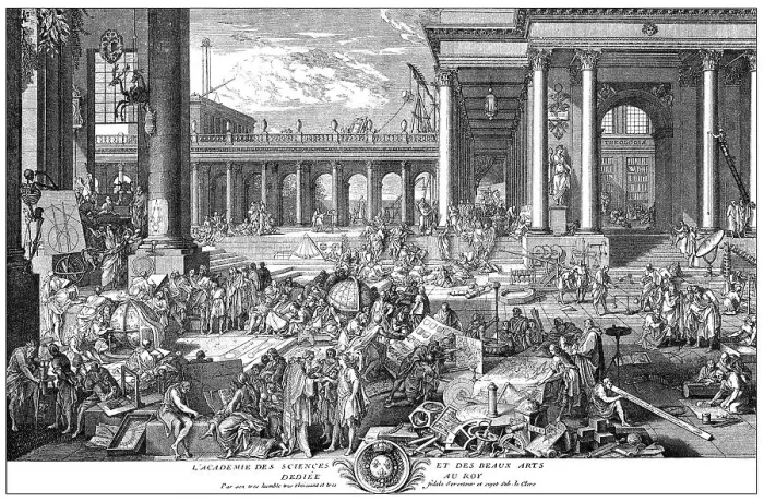 Framed Print : Historical print, allegory of the French academic society Academie francaise also known as French Academy