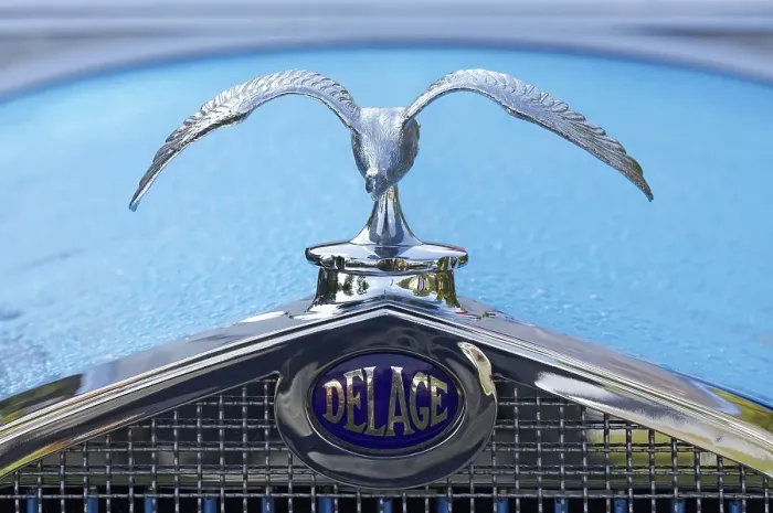 Framed Print : Historical radiator figure and brand emblem Delage Framed Print : Historical radiator figure and brand emblem Delage