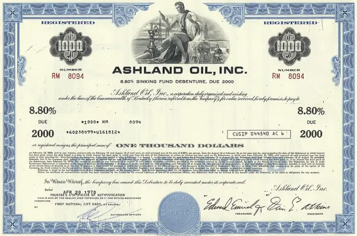 Framed Print : Historical share of Ashland Oil Inc