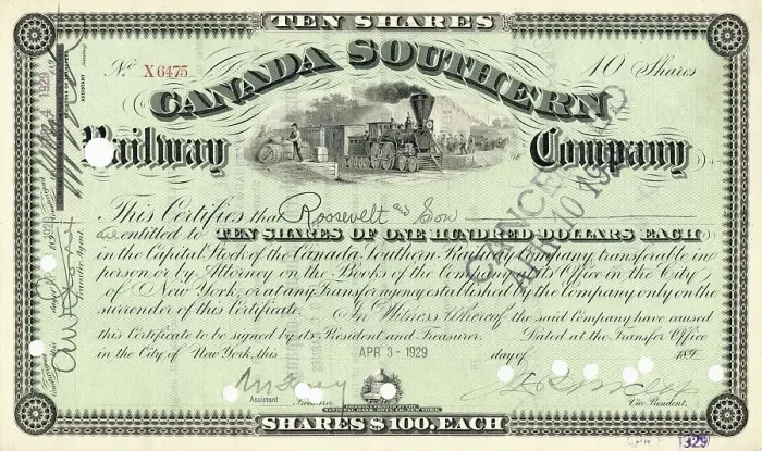 Framed Print : Historical share, Canada Southern Railroad Company Framed Print : Historical share, Canada Southern Railroad Company