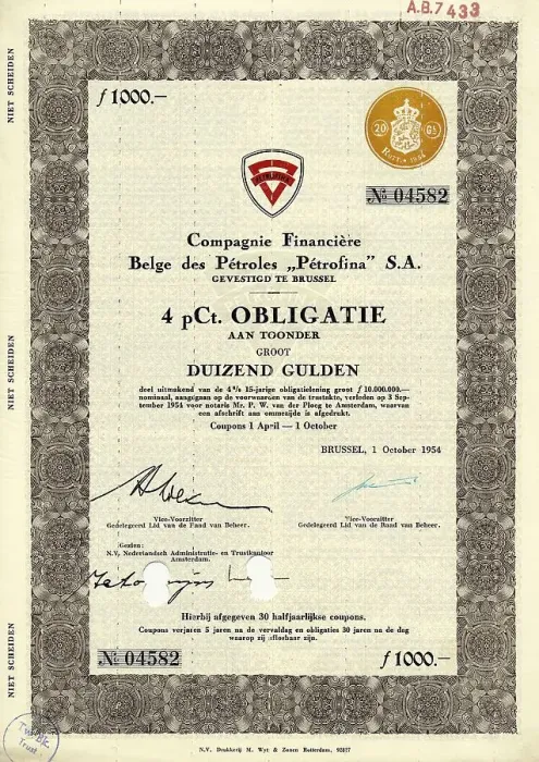 Framed Print : Historical share certificate, value 1000 Guilders