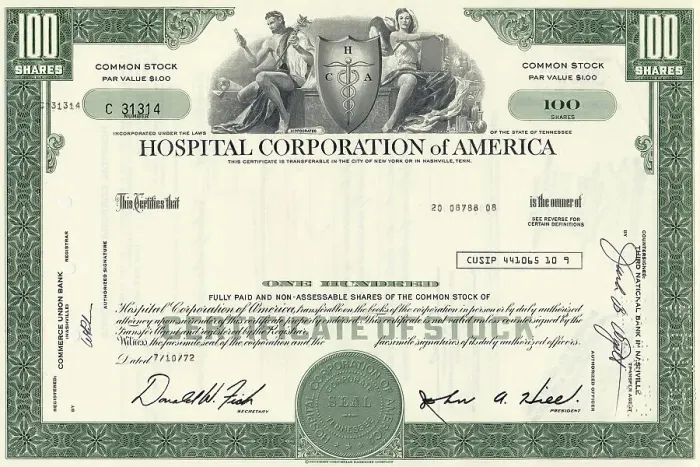 Framed Print : Historical share of Hospital Corporation of America Framed Print : Historical share of Hospital Corporation of America