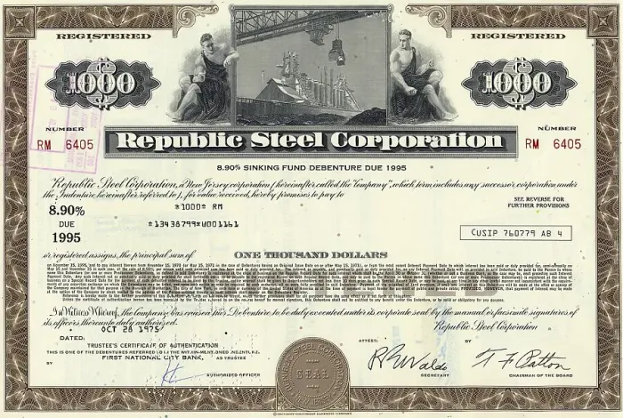 Framed Print : Historical share of Republic Steel Corporation