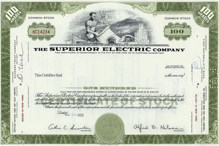 Framed Print : Historical share of The Superior Electric Company