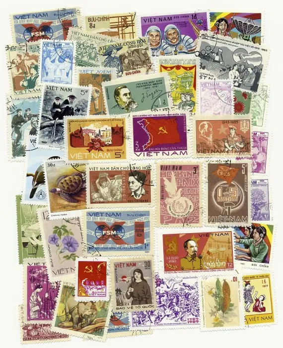 Framed Print : Historical stamps from Vietnam, Southeast Asia