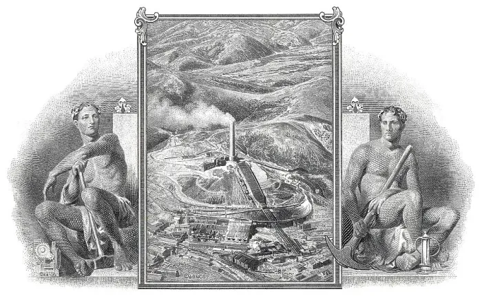 Framed Print : Historical stock certificate, detail of the vignette Framed Print : Historical stock certificate, detail of the vignette