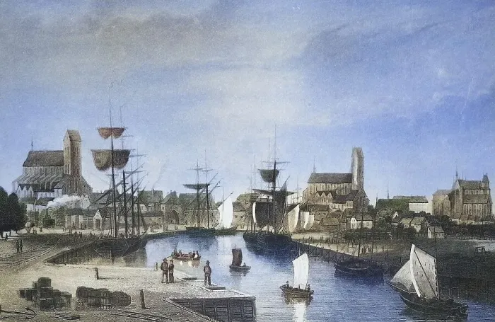 Framed Print : Historical view, 19th century, of the city of Wismar
