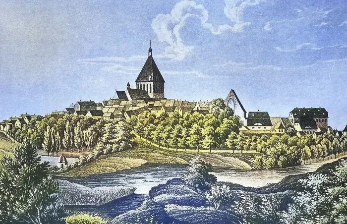 Framed Print : Historical view, 19th century, of the town of Koeslin