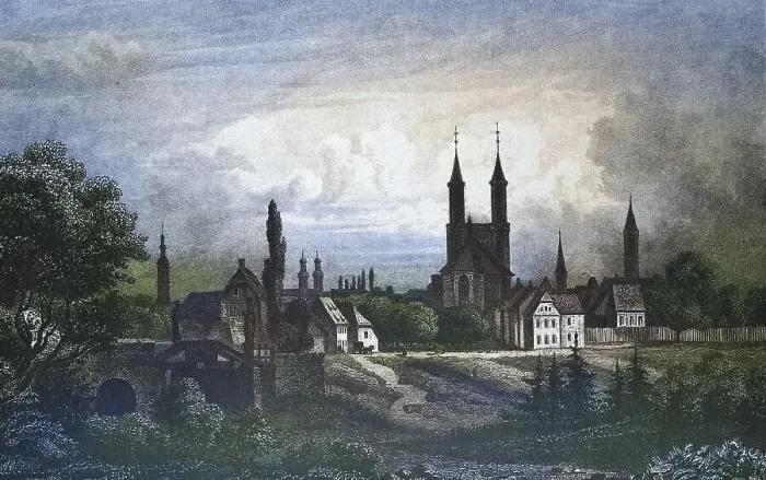 Framed Print : Historical view, 19th century, of the town of Liegnitz