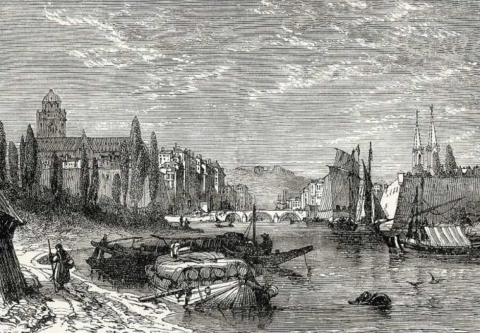 Framed Print : Historical view of Bayonne, early 19th century Framed Print : Historical view of Bayonne, early 19th century