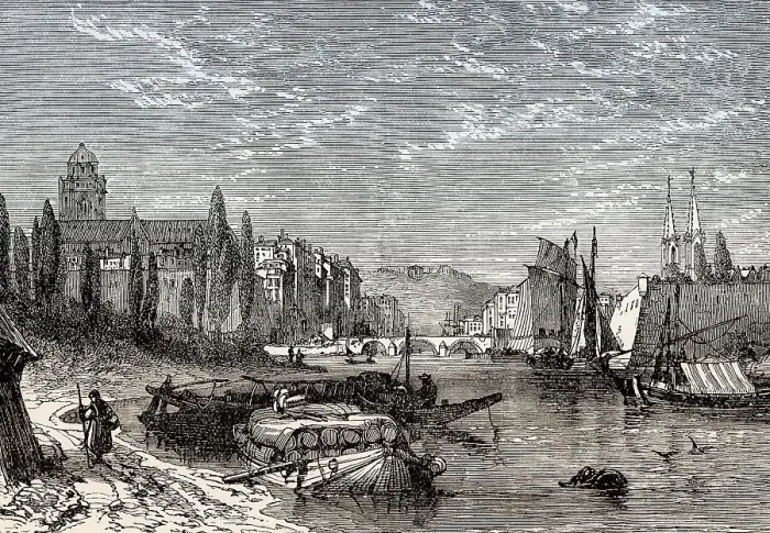 Framed Print : Historical view of Bayonne, early 19th century Framed Print : Historical view of Bayonne, early 19th century