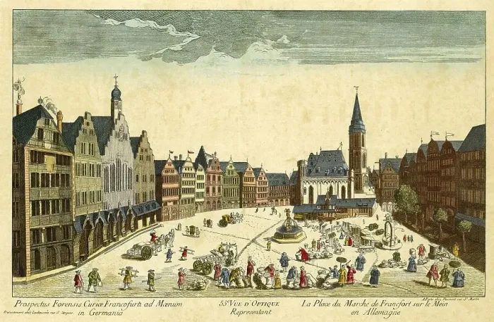Framed Print : Historical view of Roemer buildings in Frankfurt am Main