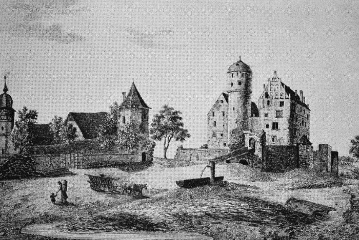 Framed Print : Historical view of Sommersdorf Castle circa 1800