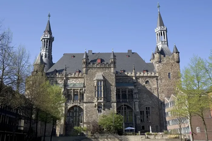 Framed Print : Historistic town hall Aachen, view from Katschhof