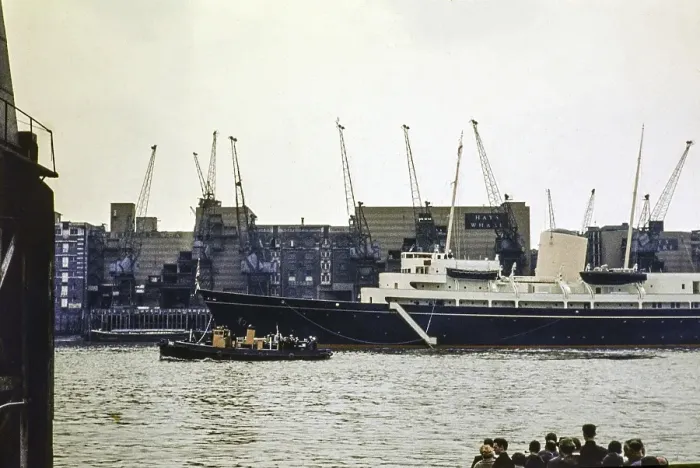 Framed Print : HMY Britannia, Royal Yacht Britannia, Hays Wharf, River Thames, London, England, UK 1960
