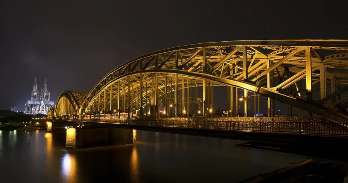 Framed Print : Hohenzollern Bridge, illuminated at night Framed Print : Hohenzollern Bridge, illuminated at night