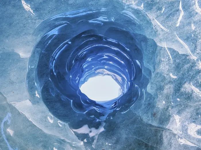Framed Print : Hole in an ice cave, formed by melting and subglacial streams