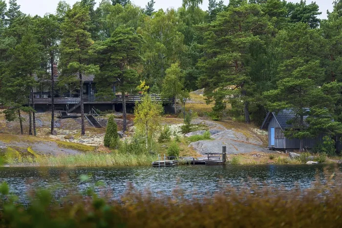 Framed Print : Holiday homes in Scandinavia, forest