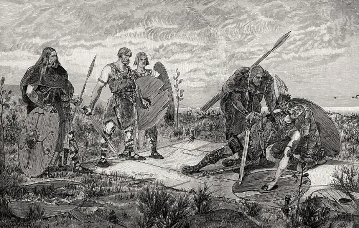 Framed Print : Holmgang duel, early middle ages