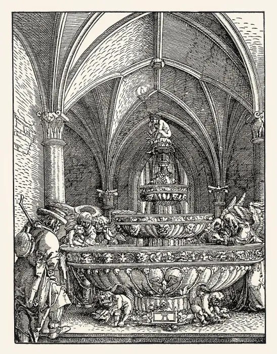 Framed Print : The Holy Family at the fountain