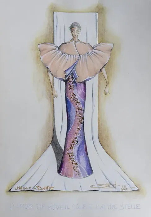 Framed Print : Homage to Dante Alighieri, evening dress