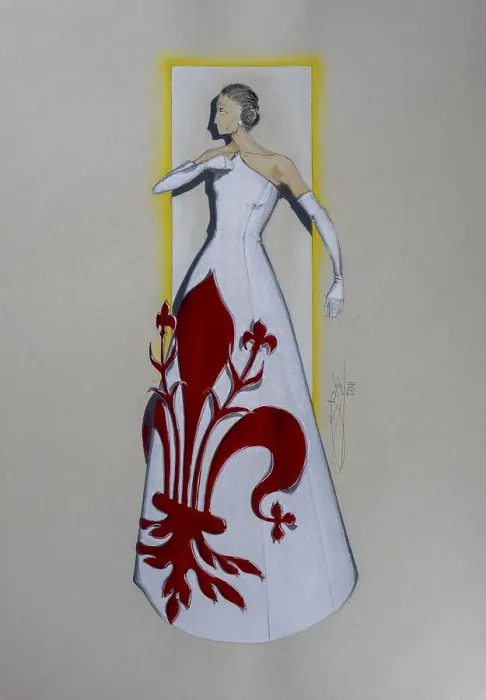 Framed Print : Homage to Firenze, evening dress