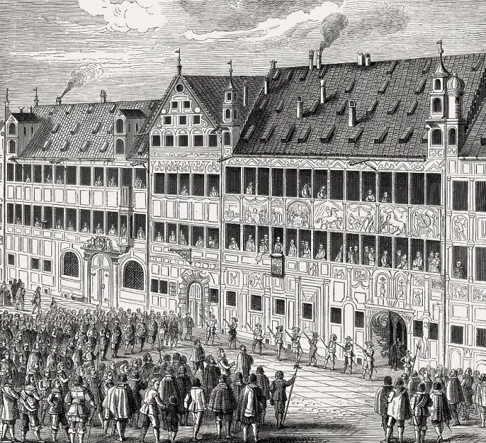 Framed Print : Homage to Gustav Adolf, Fugger houses in Augsburg