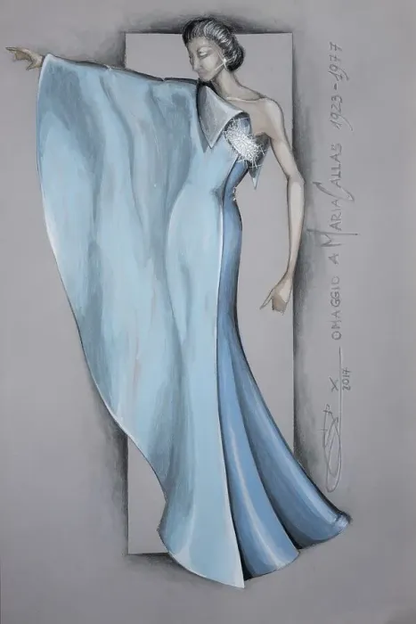 Framed Print : Homage to Maria Callas, evening dress