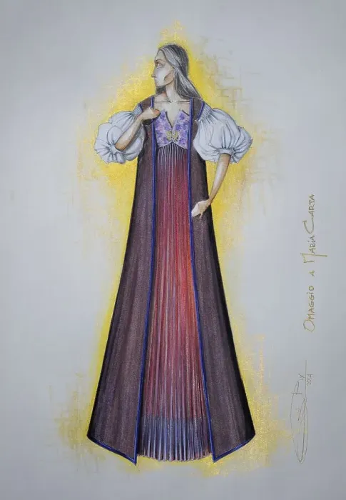 Framed Print : Homage to Maria Carta, evening dress
