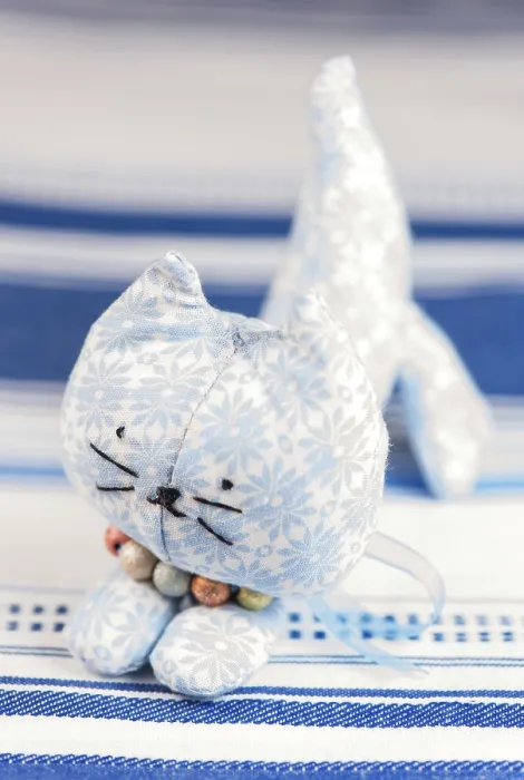 Framed Print : Homemade puppet, a cat